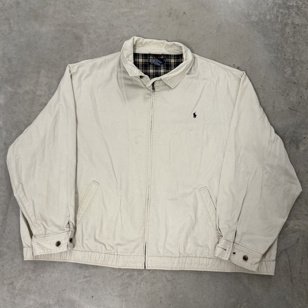 Polo Ralph Lauren Harrington Jacket Mens 4XL Tan Good Plaid Lined Cotton Twill